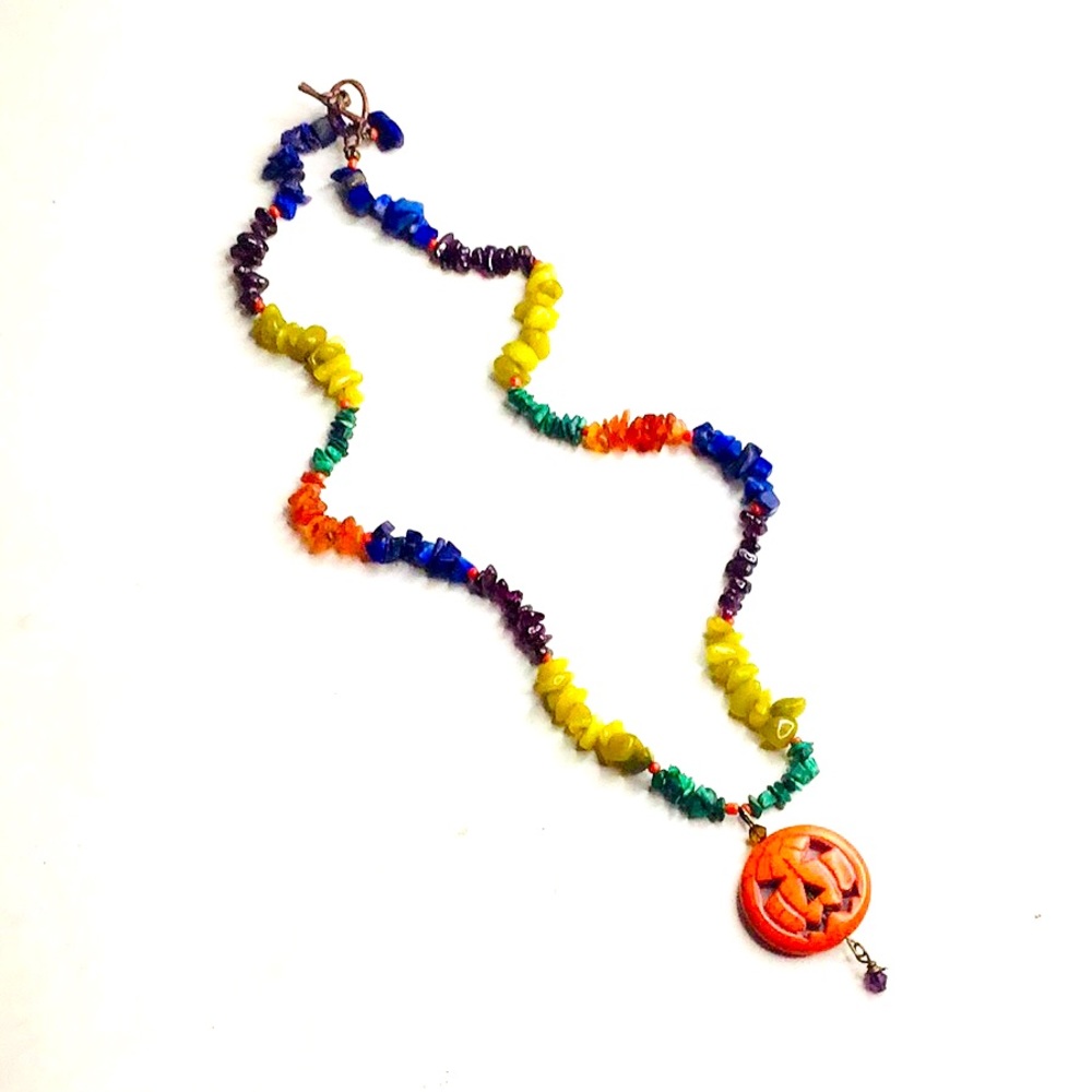 Handmade You Make Me Feel Like A Natural Pumpkin Stone Necklace
